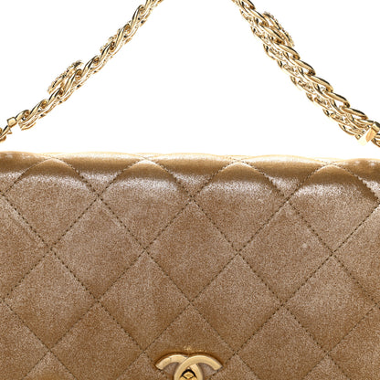 Chanel Iridescent Calfskin Quilted Crystal Chain Flap Clutch  Gold 8 of 10