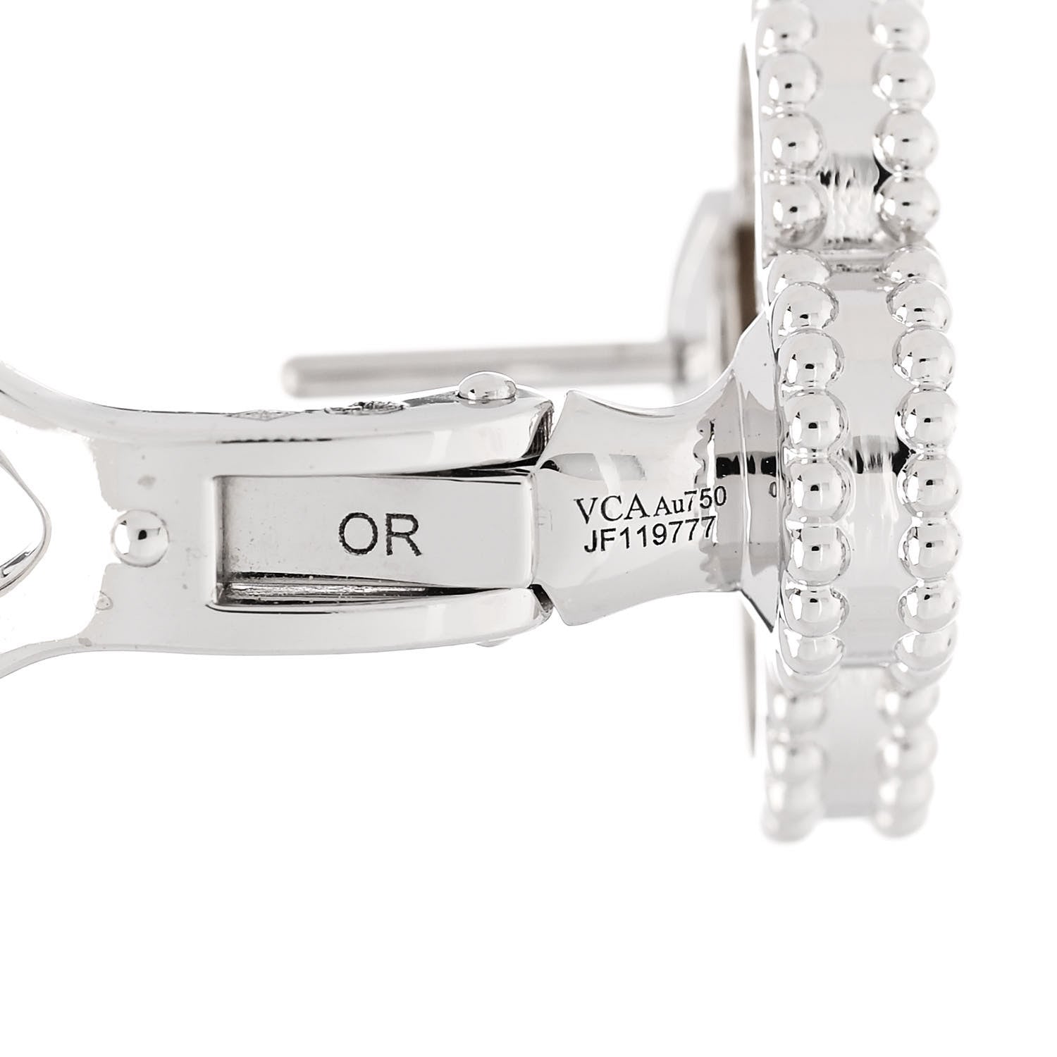 Van Cleef & Arpels 18K White Gold Mother of Pearl Vintage Alhambra Earrings 4 of 5