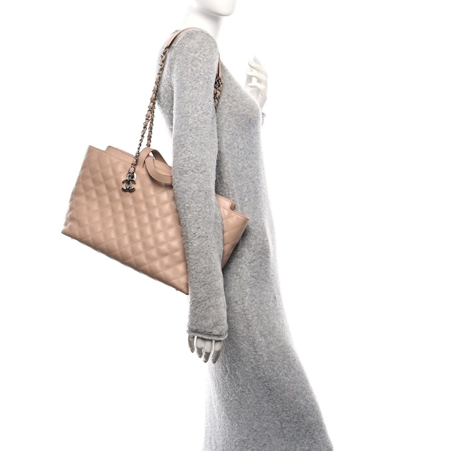 Chanel Calfskin Quilted Large Shopping Tote Light Pink 2 of 10