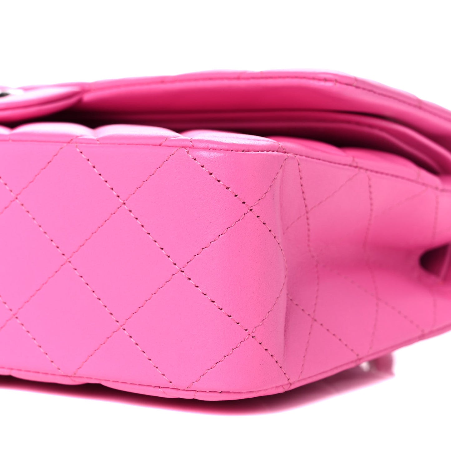 Lambskin Quilted Medium Double Flap Neon Pink