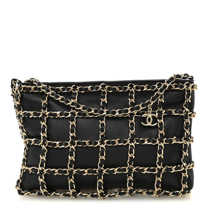 Chanel Lambskin Chain Frame Shoulder Bag Black 1 of 10