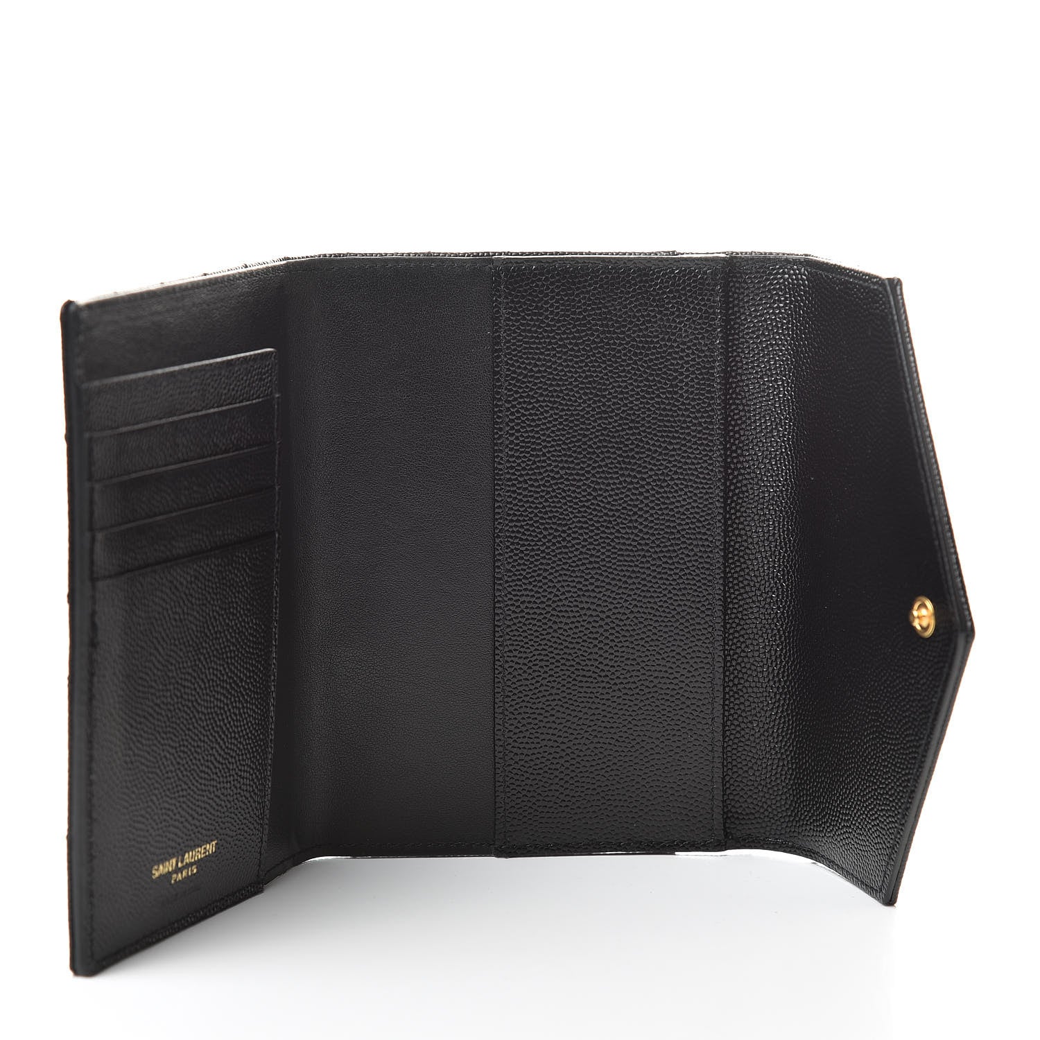 Saint Laurent Grain De Poudre Matelasse Chevron Small Monogram Passport Case Black 5 of 8