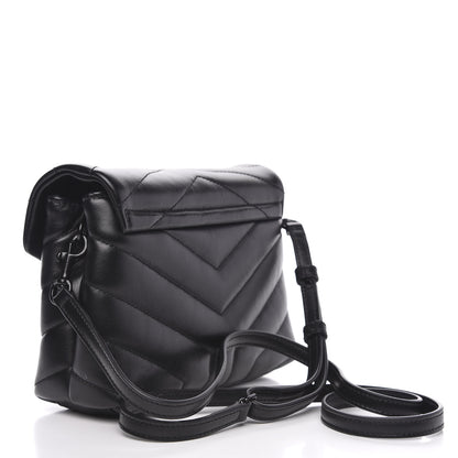 Saint Laurent Calfskin Y Quilted Monogram Toy Loulou Crossbody Bag Black 3 of 11