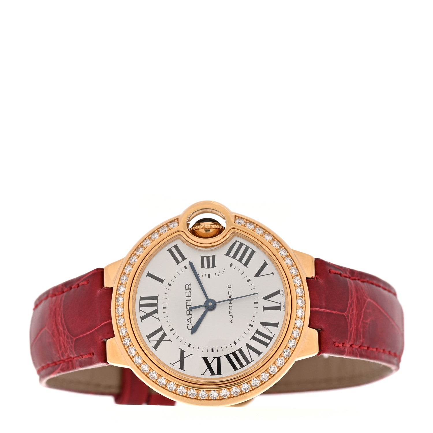 Cartier Stainless Steel 18K Yellow Gold Alligator Diamond 33mm Ballon Bleu De Cartier Automatic Watch 2 of 5