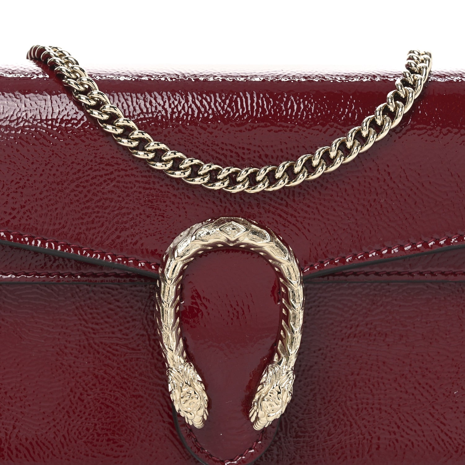 Gucci Crinkled Patent Mini Dionysus Shoulder Bag Rosso Ancora Red 7 of 10