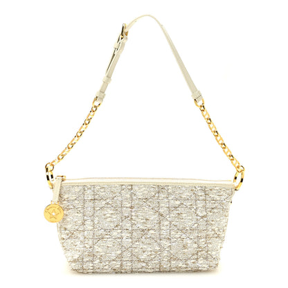 Christian Dior Tweed Cannage DiorStar Hobo Bag White Gold 1 of 10