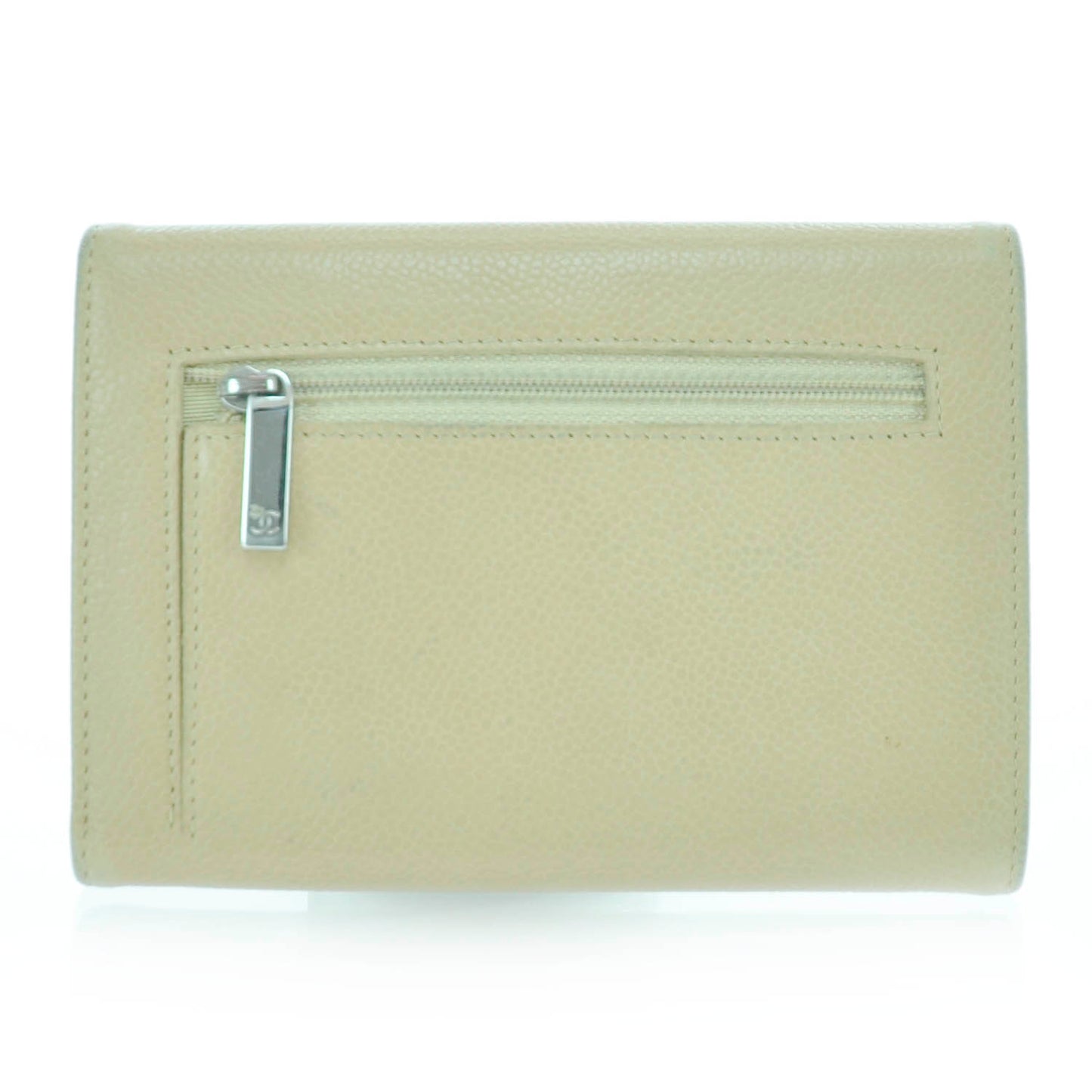 Caviar CC Flap Wallet Beige