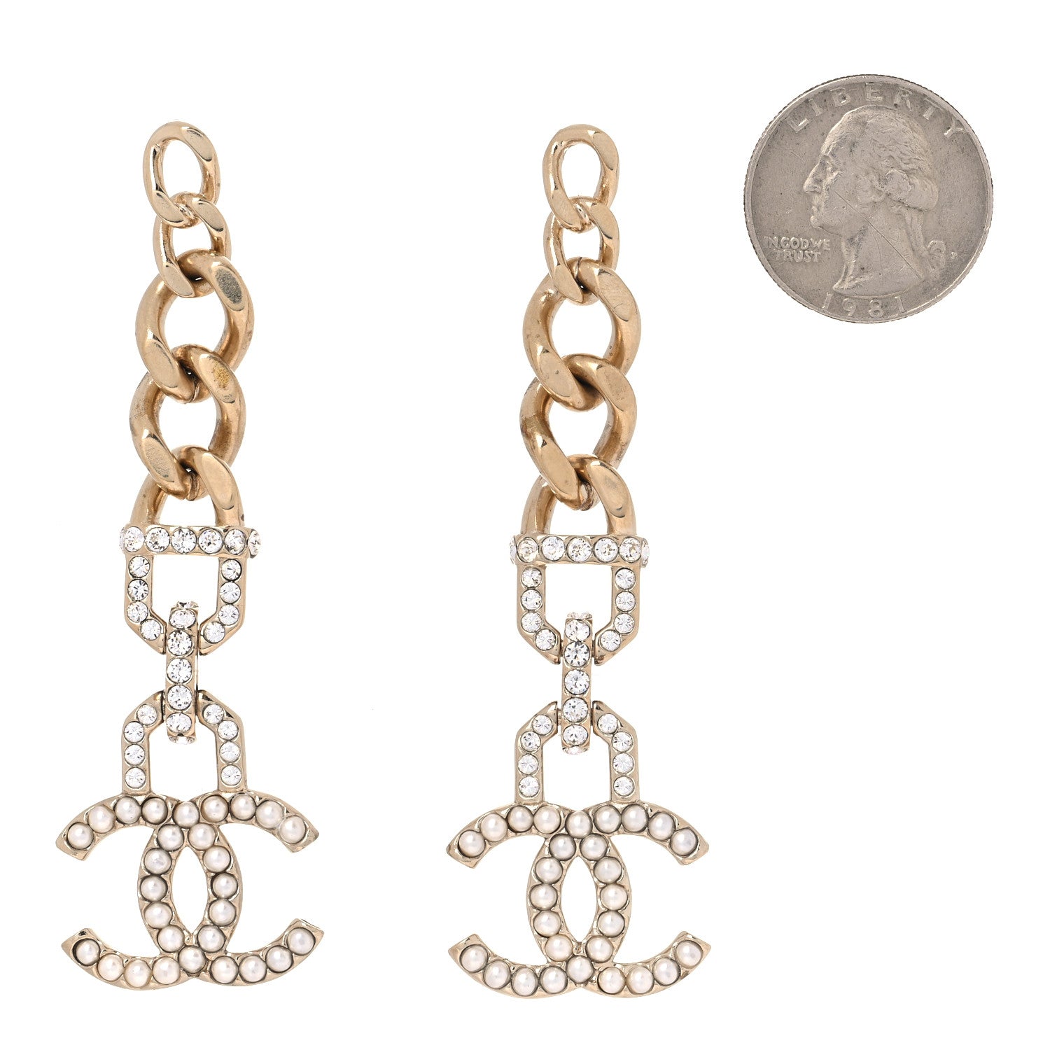 Chanel Metal Crystal CC Vendome CC Dangle Earrings Gold 2 of 4