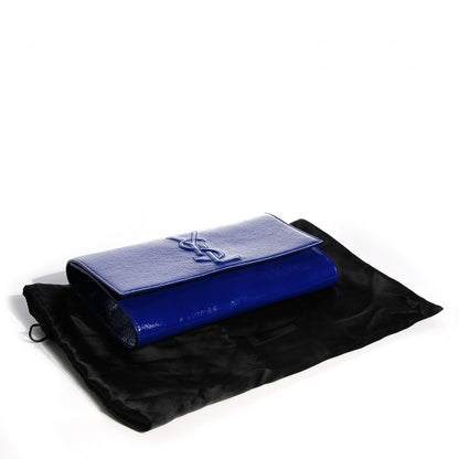 Saint Laurent Textured Patent Belle De Jour Clutch Large Royal Blue 11 of 13
