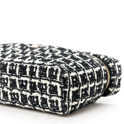 Chanel Tweed Quilted Top Handle Slim Long Vanity Black Ecru White 10 of 10