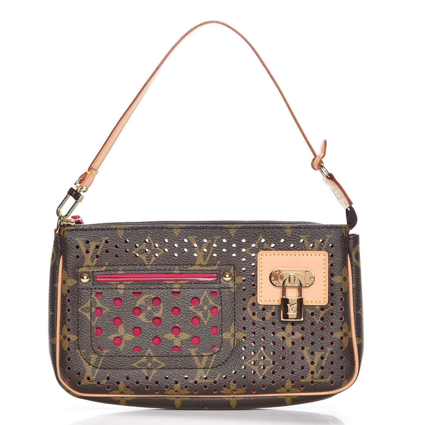 Monogram Perforated Pochette Accessories Bag Fuchsia