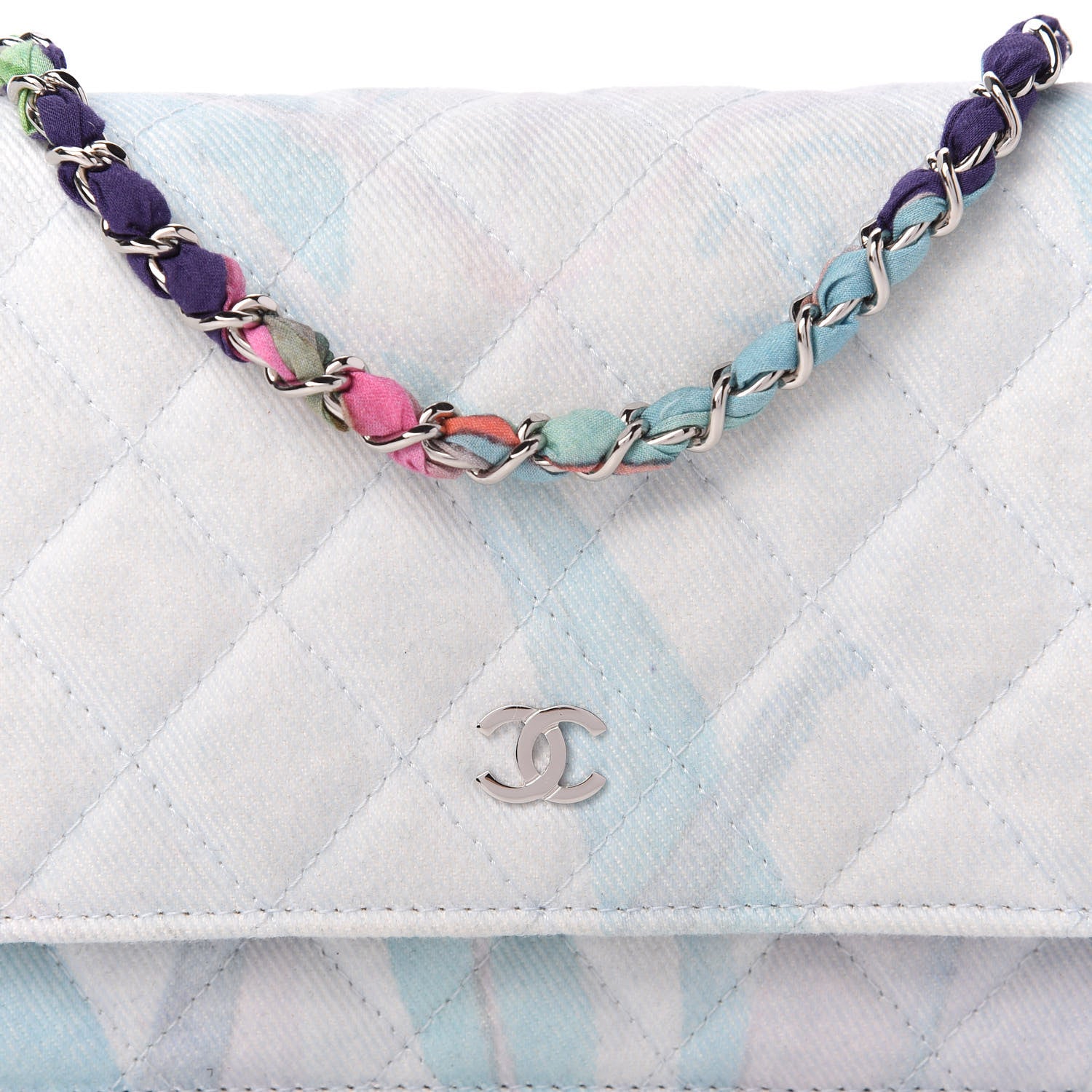 Chanel Canvas Quilted Jungle Jeans Wallet on Chain WOC Multicolor 11 of 12