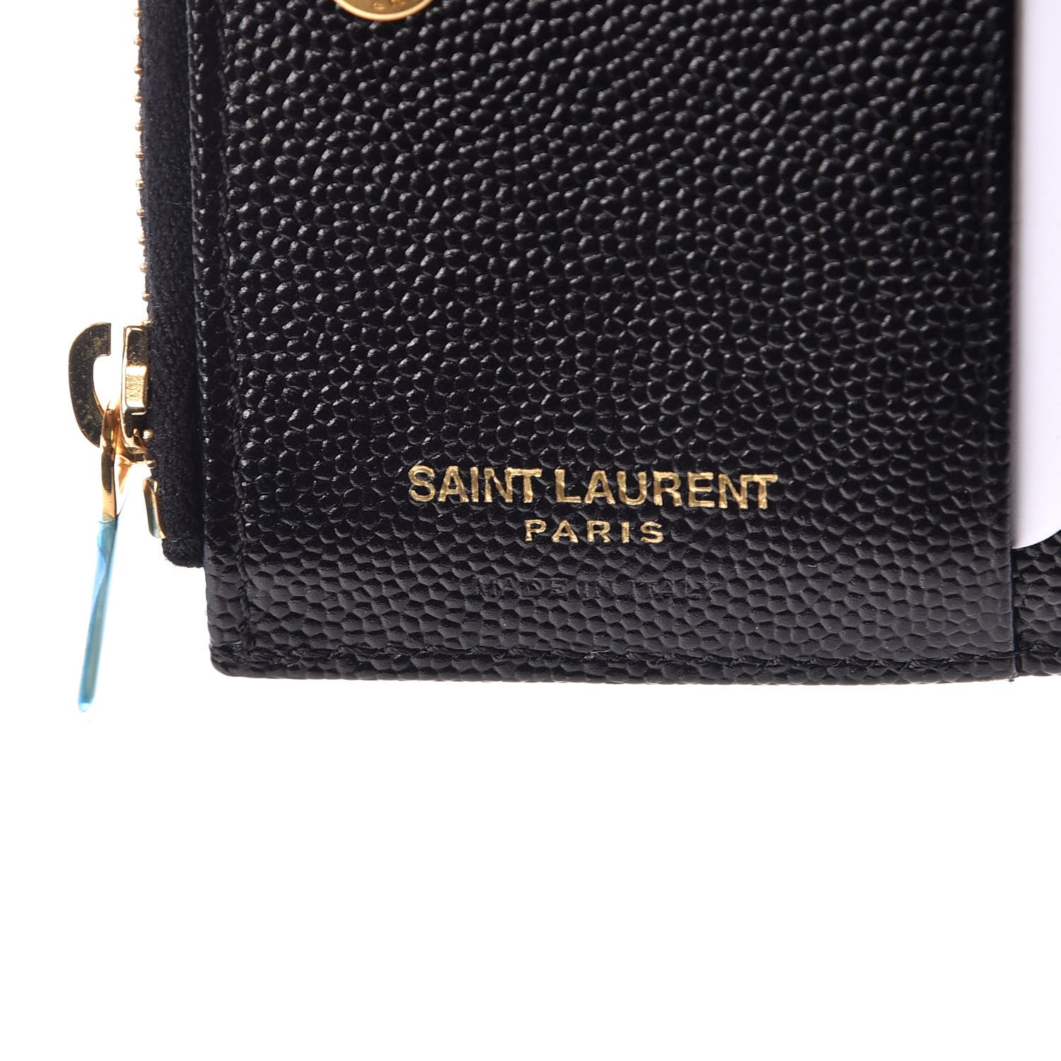 Saint Laurent Grain De Poudre Matelasse Chevron Monogram Zipped Card Case Black 6 of 8