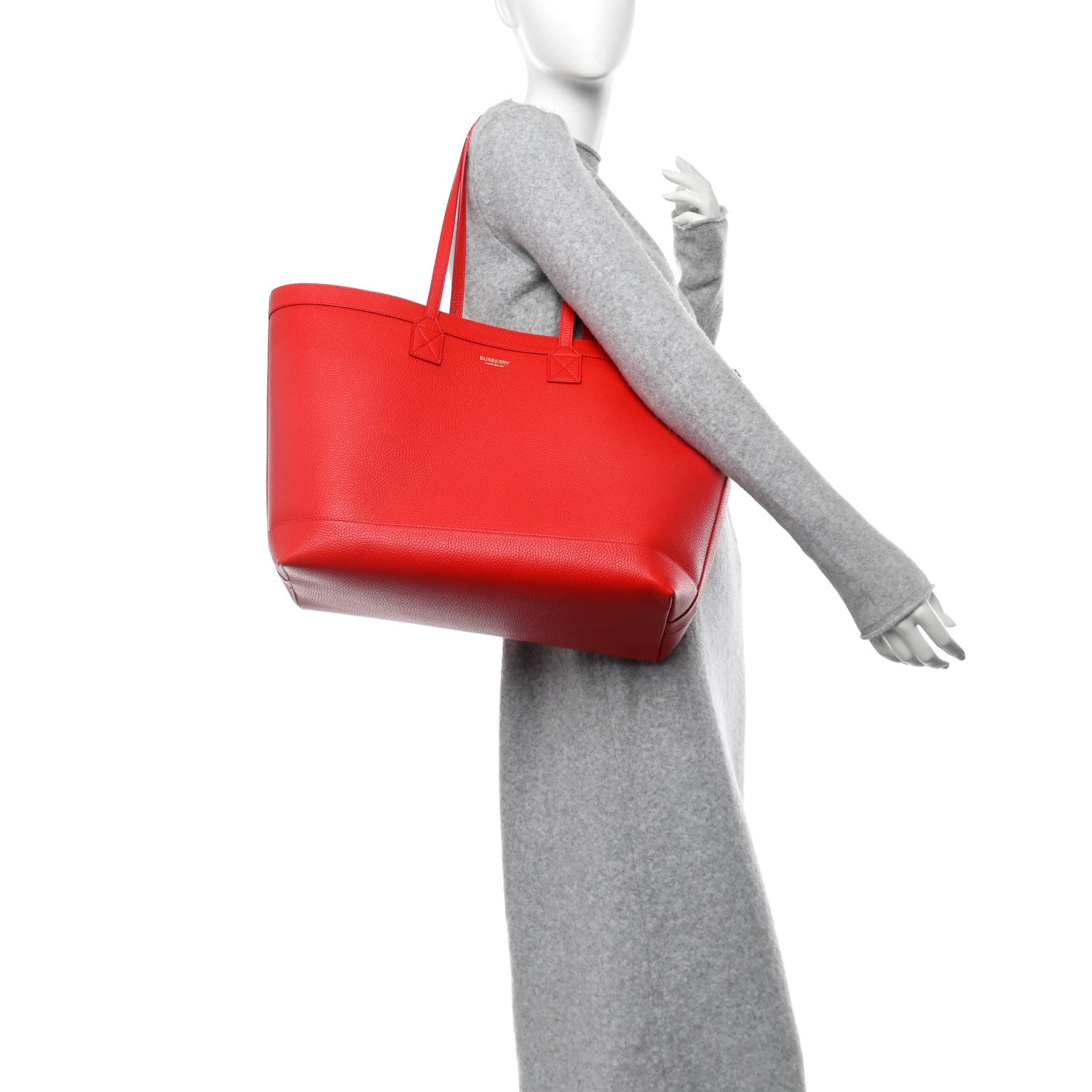Burberry Grainy Calfskin Medium London Tote Bag Bright Red 2 of 11