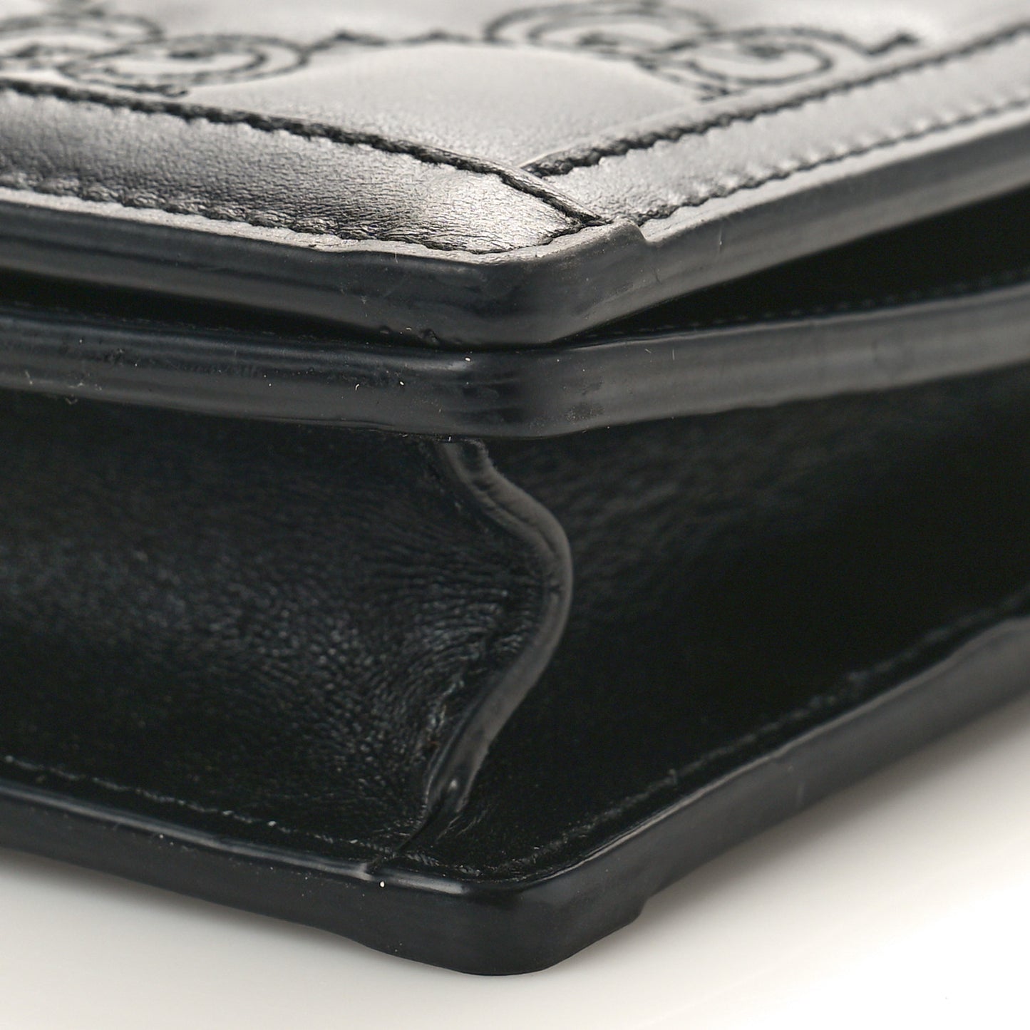 Calfskin GG Matelasse Chain Wallet Black