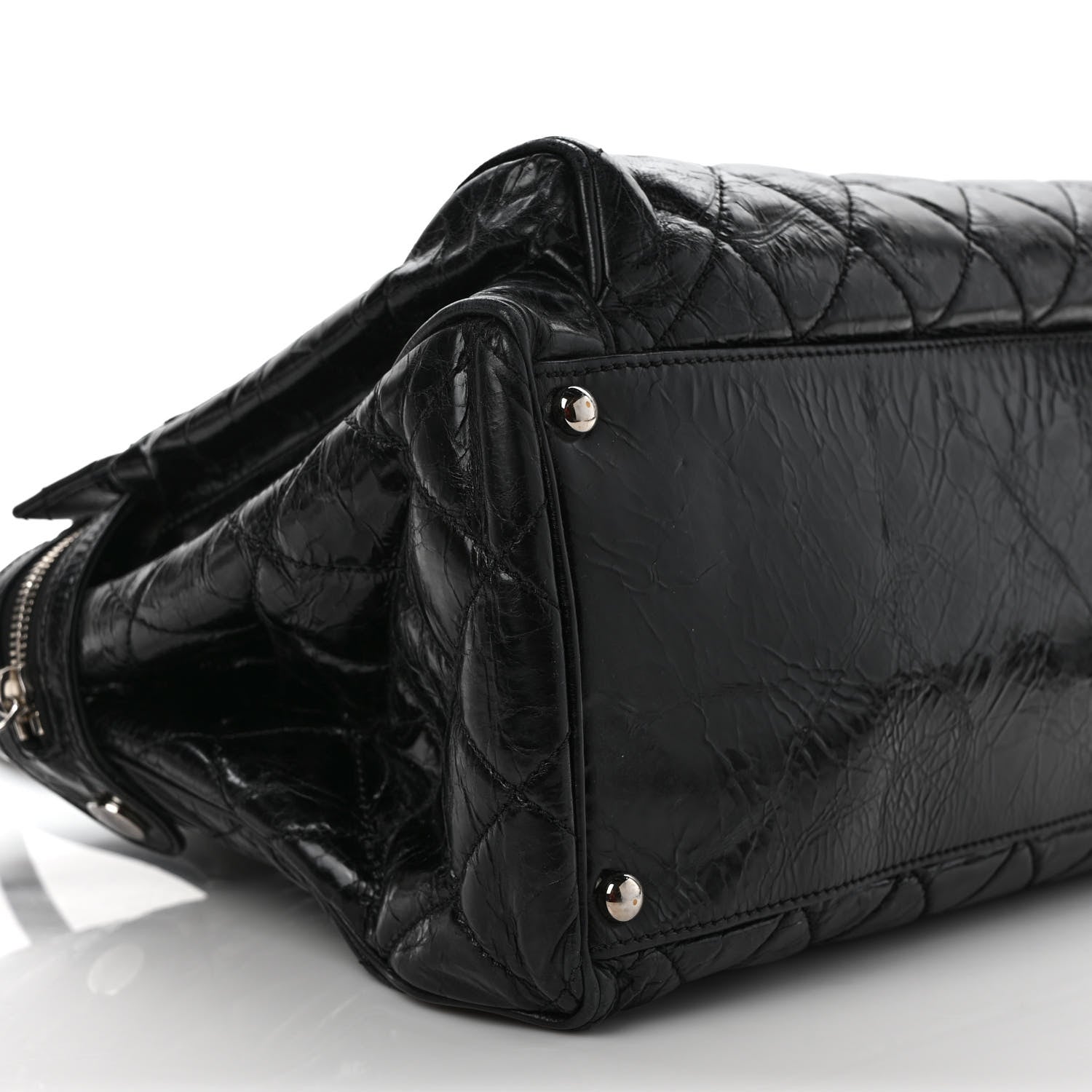 Chanel Glazed Calfskin Quilted Large New Portobello Tote Black 8 of 11