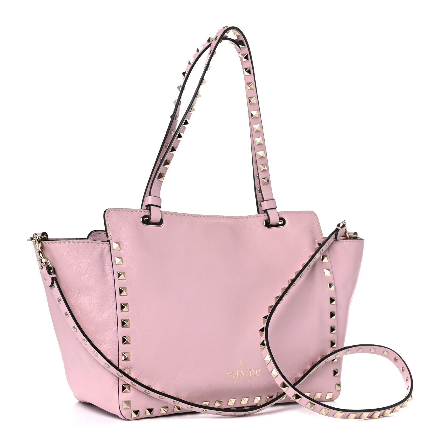 Valentino Garavani Vitello Small Rockstud Tote Water Rose 2 of 13