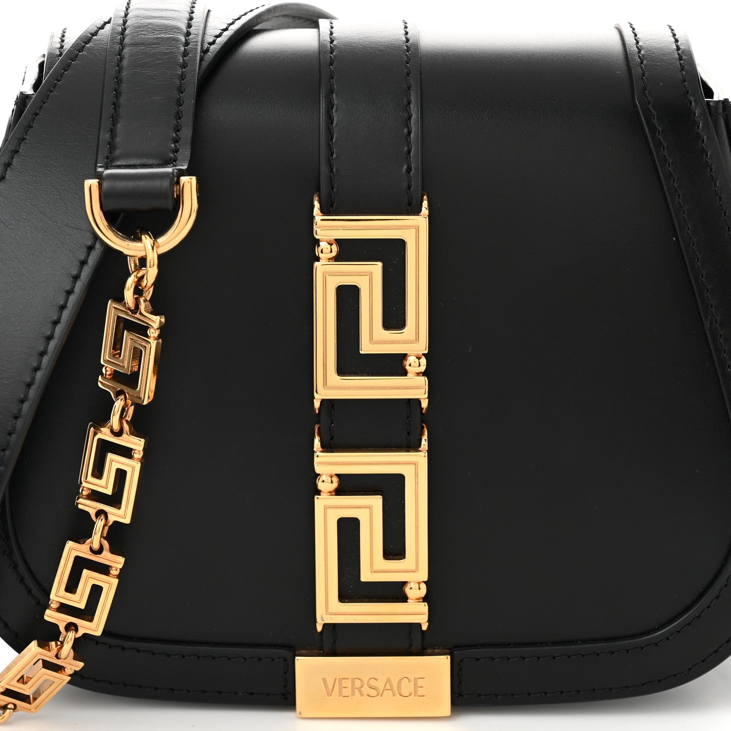Versace Calfskin Small Greca Goddess Shoulder Bag Black 7 of 10