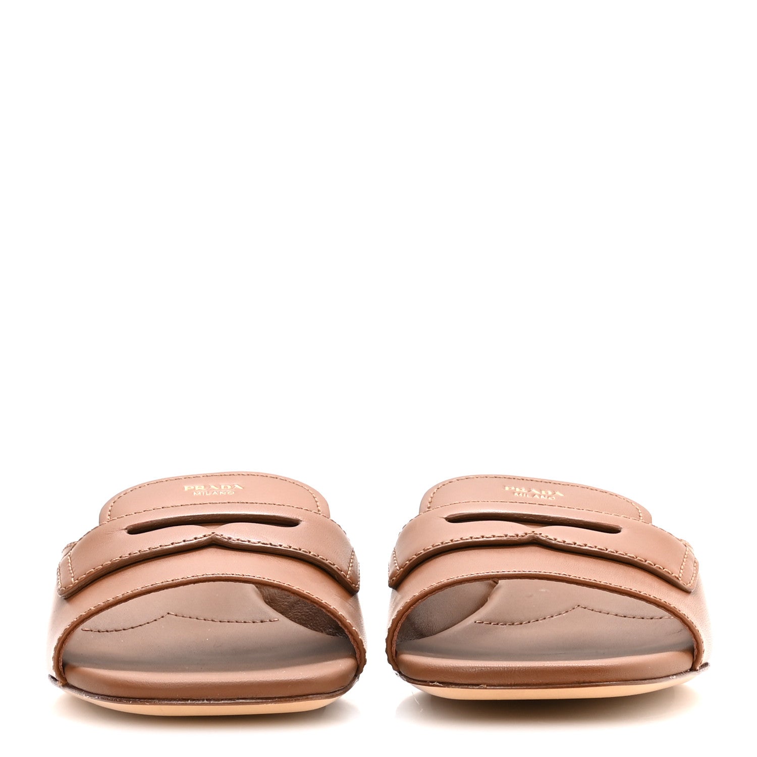 Prada Calfskin Slide Sandals 38.5 Cuoio 3 of 8