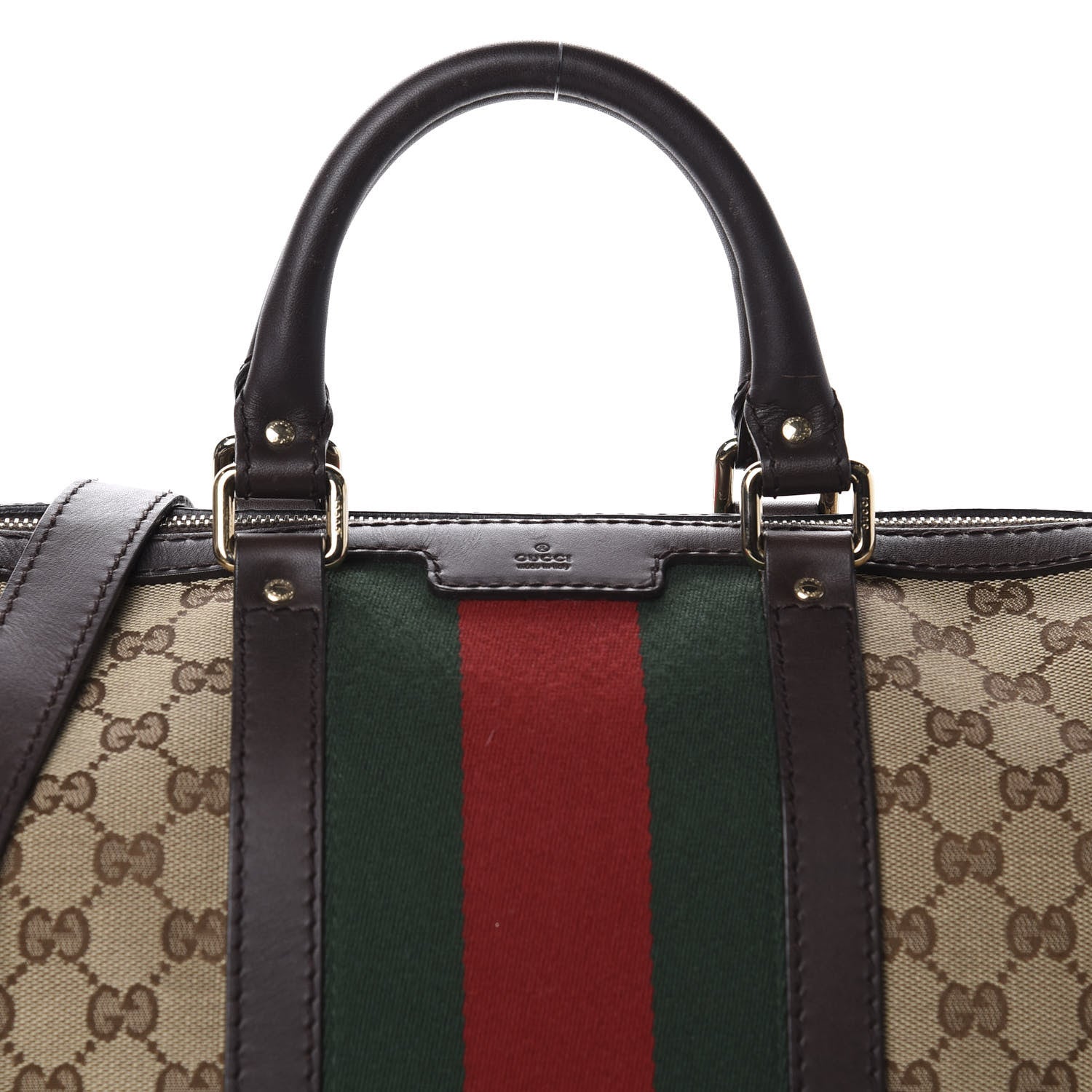 Gucci Monogram Vintage Web Medium Boston Dark Brown 16 of 16
