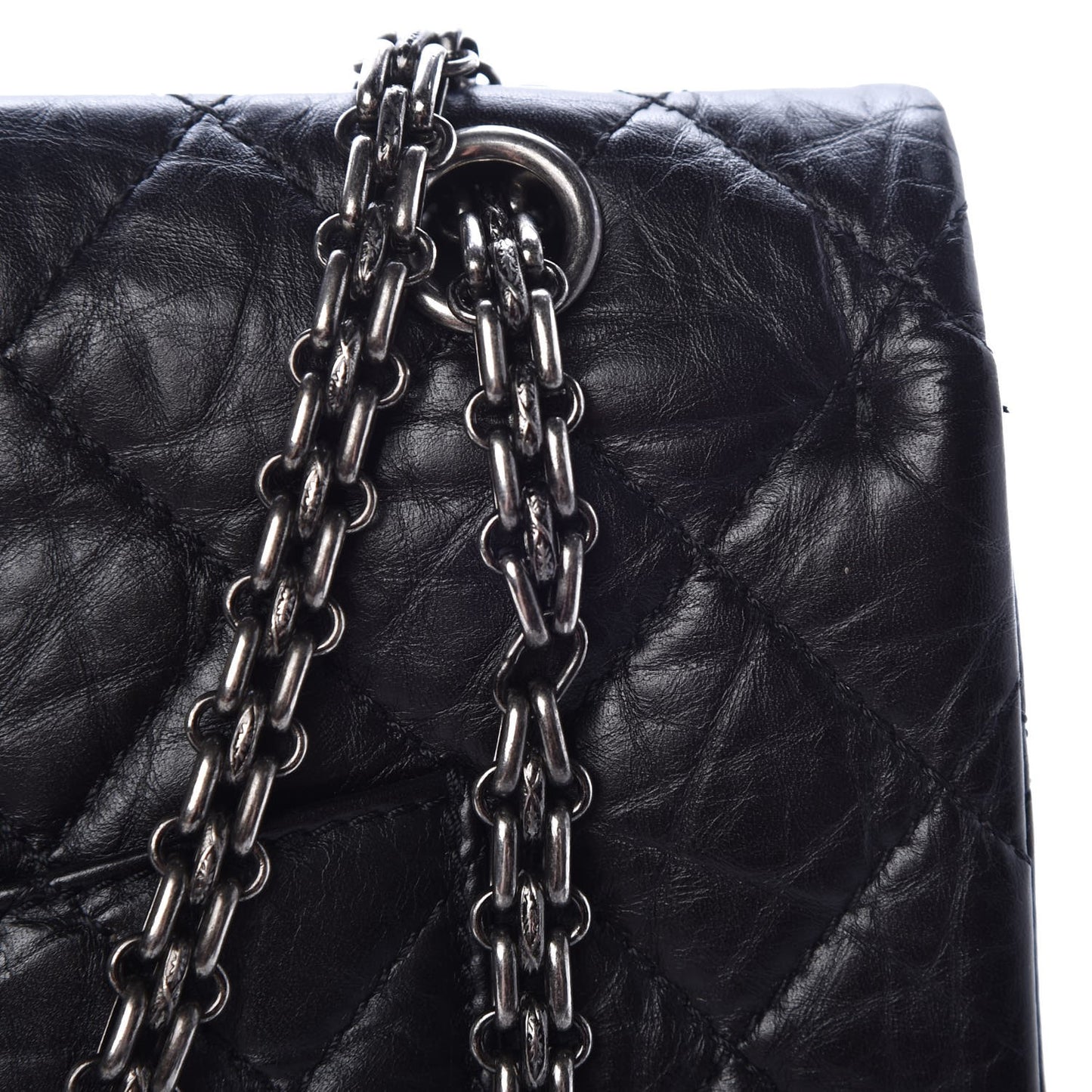 Aged Calfskin Quilted 2.55 Reissue 227 Flap Black