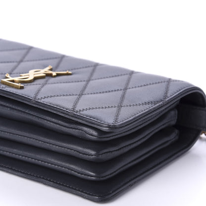 Saint Laurent Lambskin Diamond Quilted Monogram Angie Chain Bag Dark Smog 7 of 11