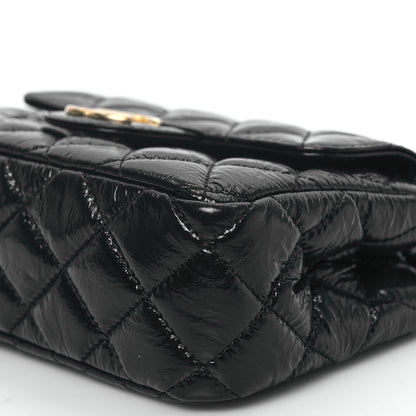 Chanel Shiny Crumpled Calfskin Quilted Small Wavy CC Hobo Black 9 of 11