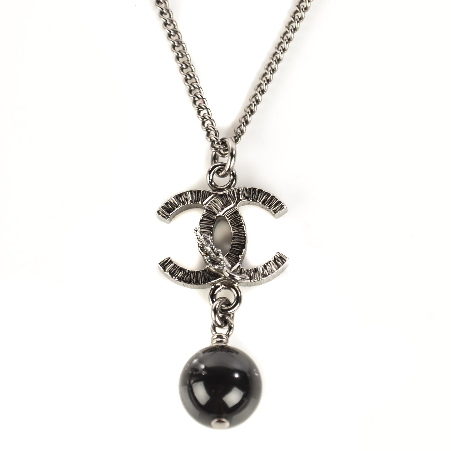 CC Bead Drop Necklace Black