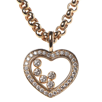 Chopard 18K Yellow Gold Happy Diamonds Floating Heart Pendant Necklace 4 of 7