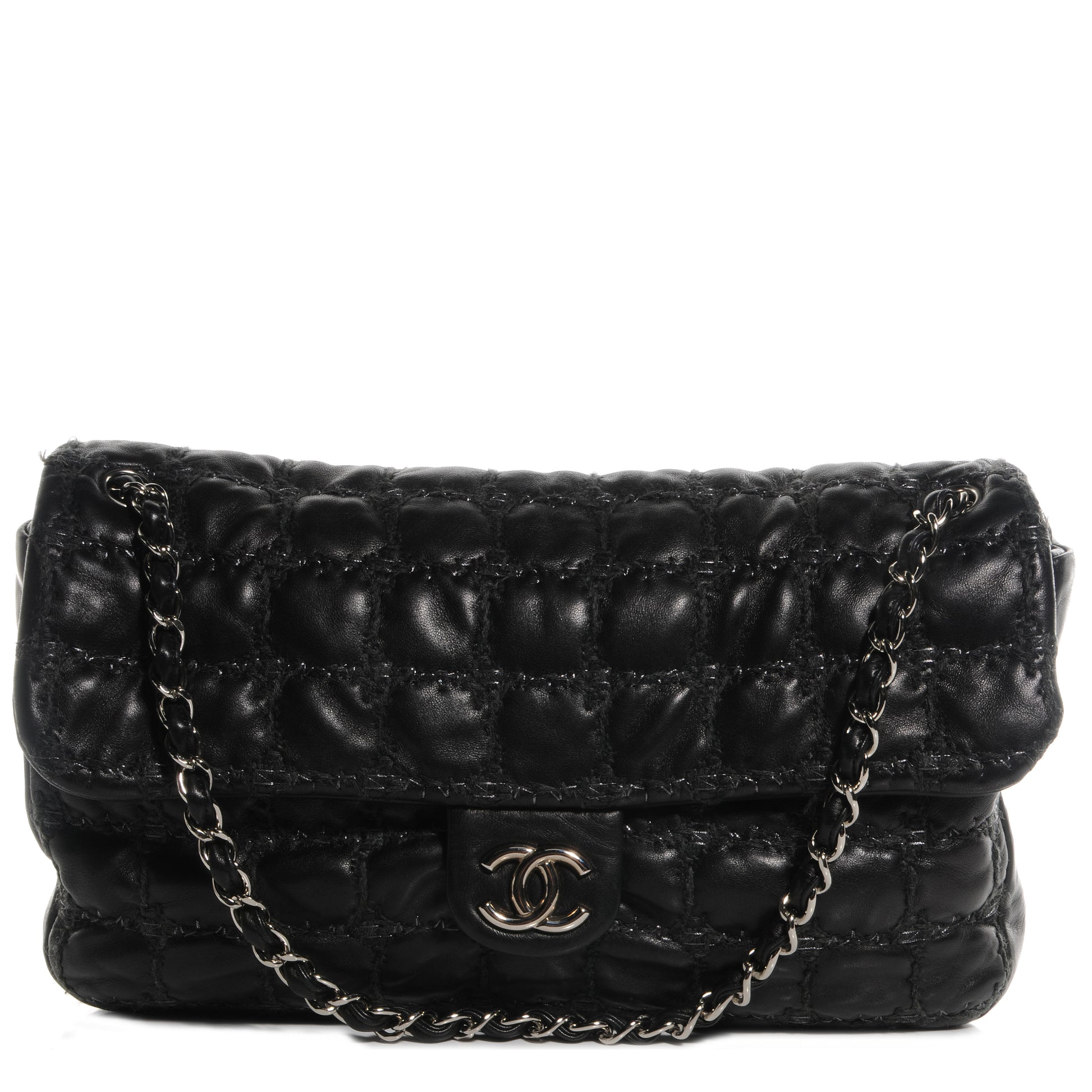 Chanel Lambskin Tweed Double Stitch Maxi Flap Black 1 of 7