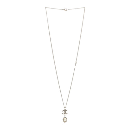 Chanel Crystal Pearl CC Lace Camellia Necklace Silver 2 of 4