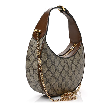 Gucci GG Supreme Monogram Azalea Calfskin Mini Retro Interlocking G Half Moon Bag Beige Ebony Brown Sugar 3 of 8