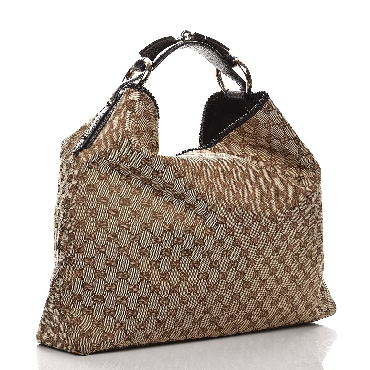 Gucci Monogram Large Horsebit Chain Hobo Dark Brown 3 of 12
