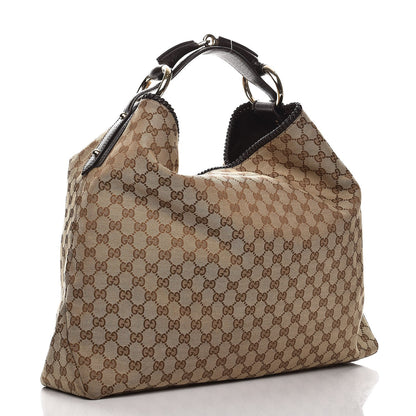 Gucci Monogram Large Horsebit Chain Hobo Dark Brown 3 of 12