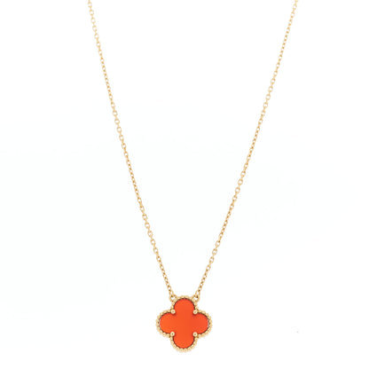 Van Cleef & Arpels VAN CLEEF &amp; ARPELS 18K Yellow Gold Carnelian Vintage Alhambra Pendant Necklace 1 of 6