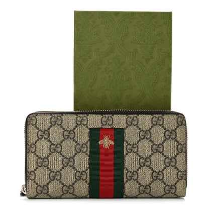Gucci GG Supreme Monogram Web Bee Zip Around Wallet Beige Cocoa 9 of 9