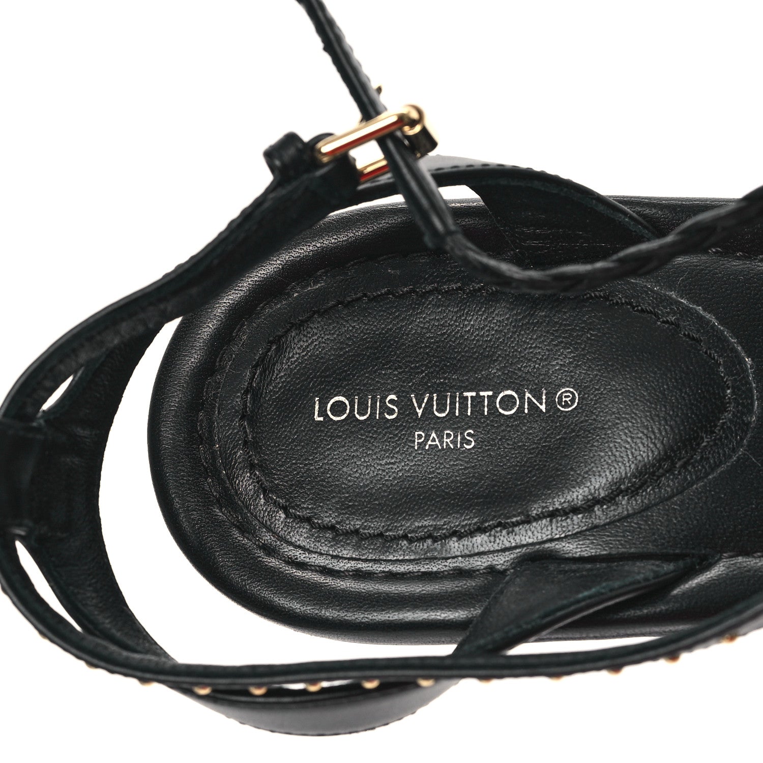 Louis Vuitton Calfskin Signature Ankle Strap Sandals 41 Black 7 of 9