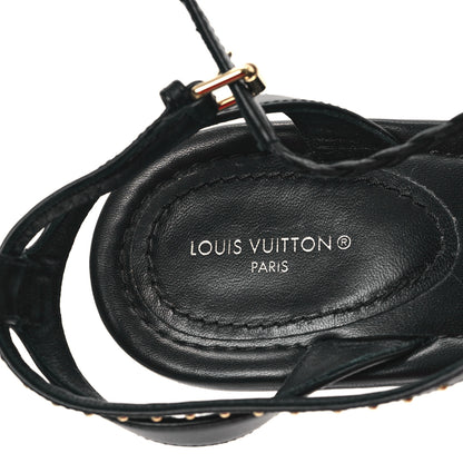 Louis Vuitton Calfskin Signature Ankle Strap Sandals 41 Black 7 of 9