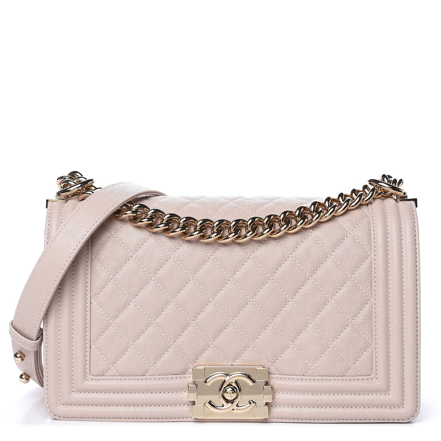 Chanel Iridescent Caviar Quilted Medium Boy Flap Light Beige 1 of 11