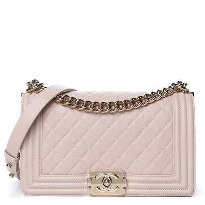 Chanel Iridescent Caviar Quilted Medium Boy Flap Light Beige 1 of 11