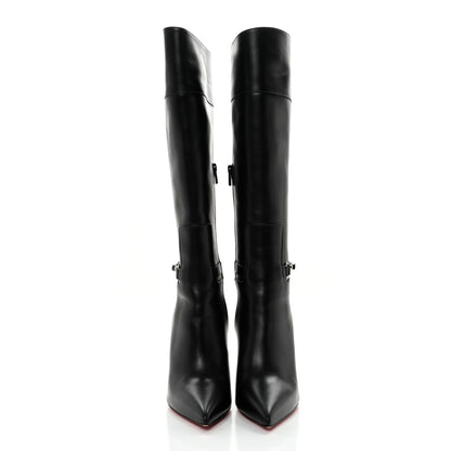 Christian Louboutin Calfskin Lock Kate Botta 100 Knee High Boots 40 Black 2 of 13