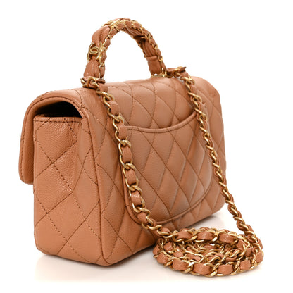 Chanel Caviar Quilted Mini Handy CC Flap Camel 3 of 13