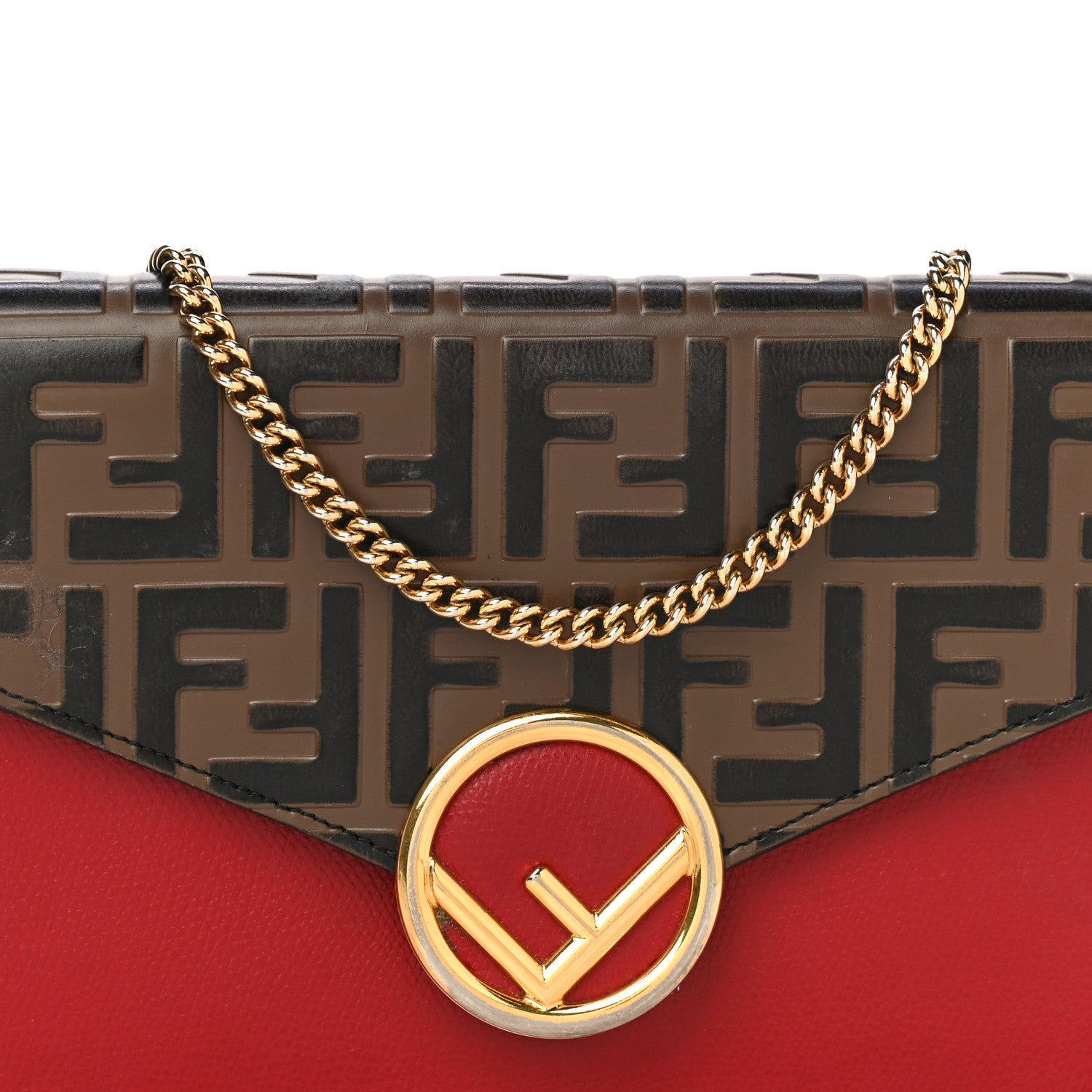 Fendi Vitello Cruise F is Fendi FF 1974 Embossed Medium Envelope Wallet On Chain Fragola Maya Black 6 of 12