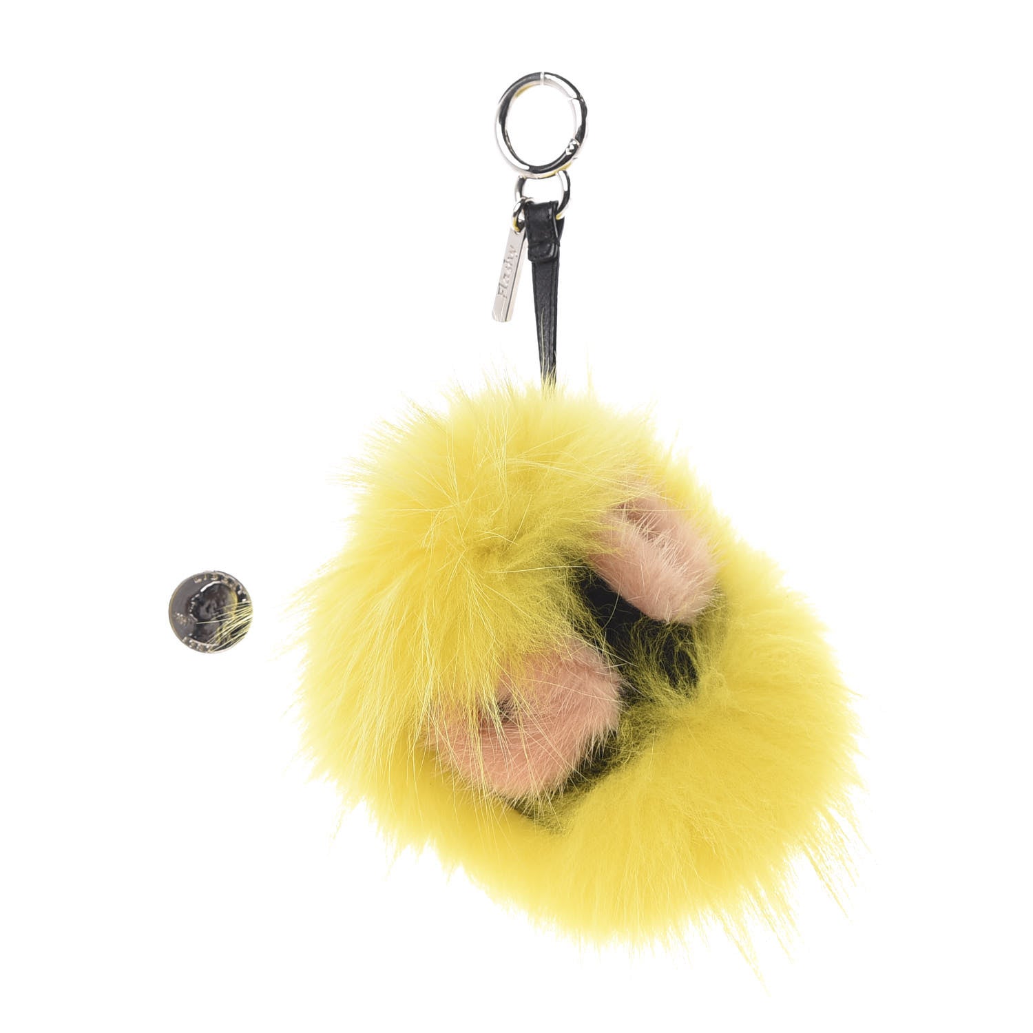 Fendi Fox Mink Rabbit Fur Vitello Dolce Flashy Monster Bag Bug Charm Giallo Fluo Multicolor 4 of 4