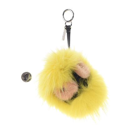 Fendi Fox Mink Rabbit Fur Vitello Dolce Flashy Monster Bag Bug Charm Giallo Fluo Multicolor 4 of 4