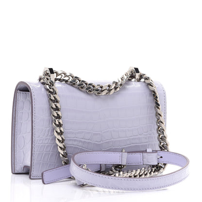 Alexander McQueen Shiny Crocodile Embossed Jeweled Satchel Lavender 3 of 12
