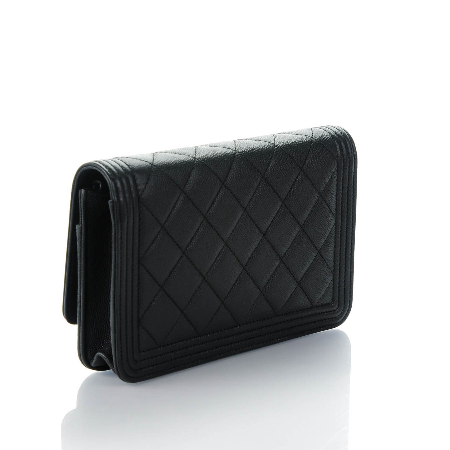 Caviar Quilted Boy Wallet On Chain WOC Black