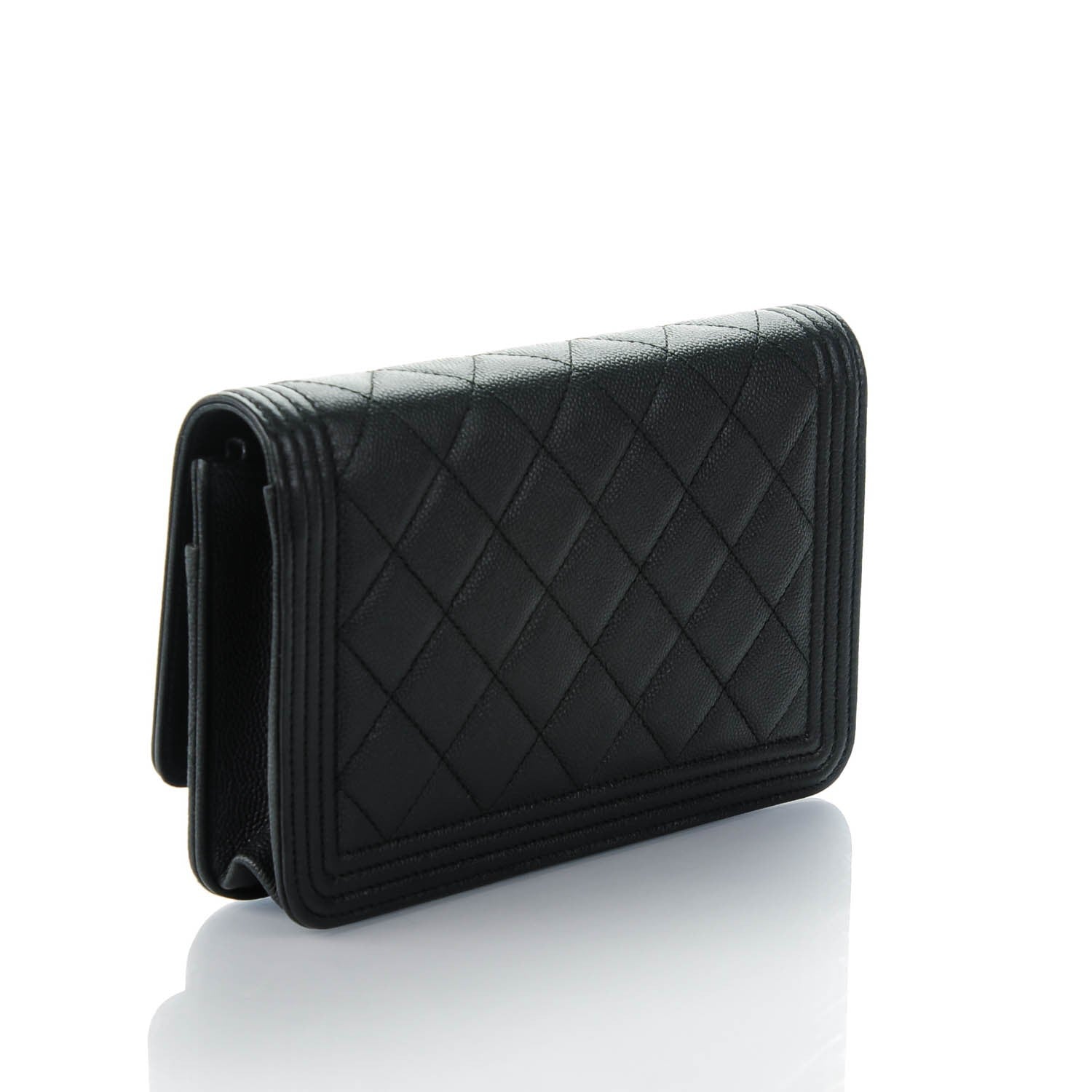 Chanel Caviar Quilted Boy Wallet On Chain WOC Black 3 of 8