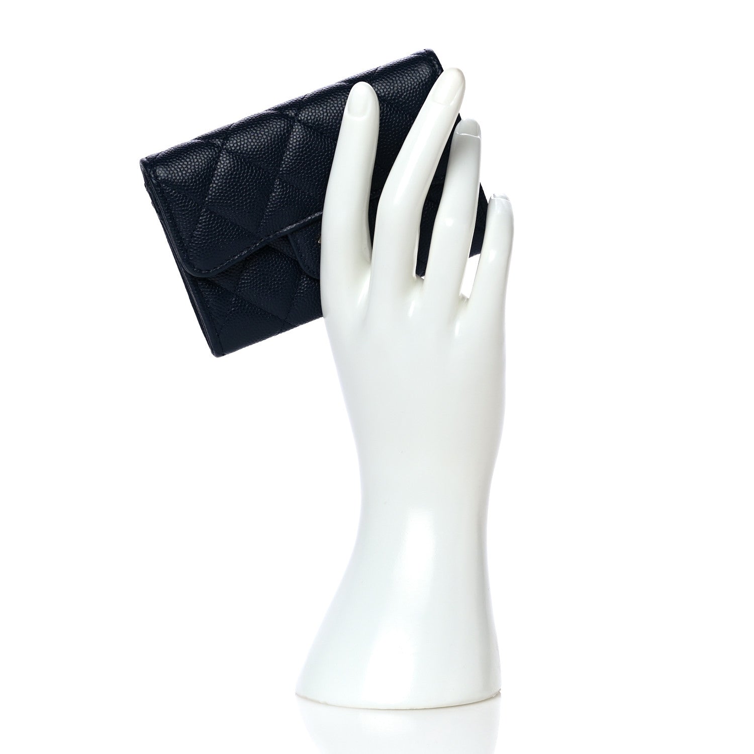 Chanel Caviar Quilted Flap Card Holder Wallet Navy Blue 2 of 11
