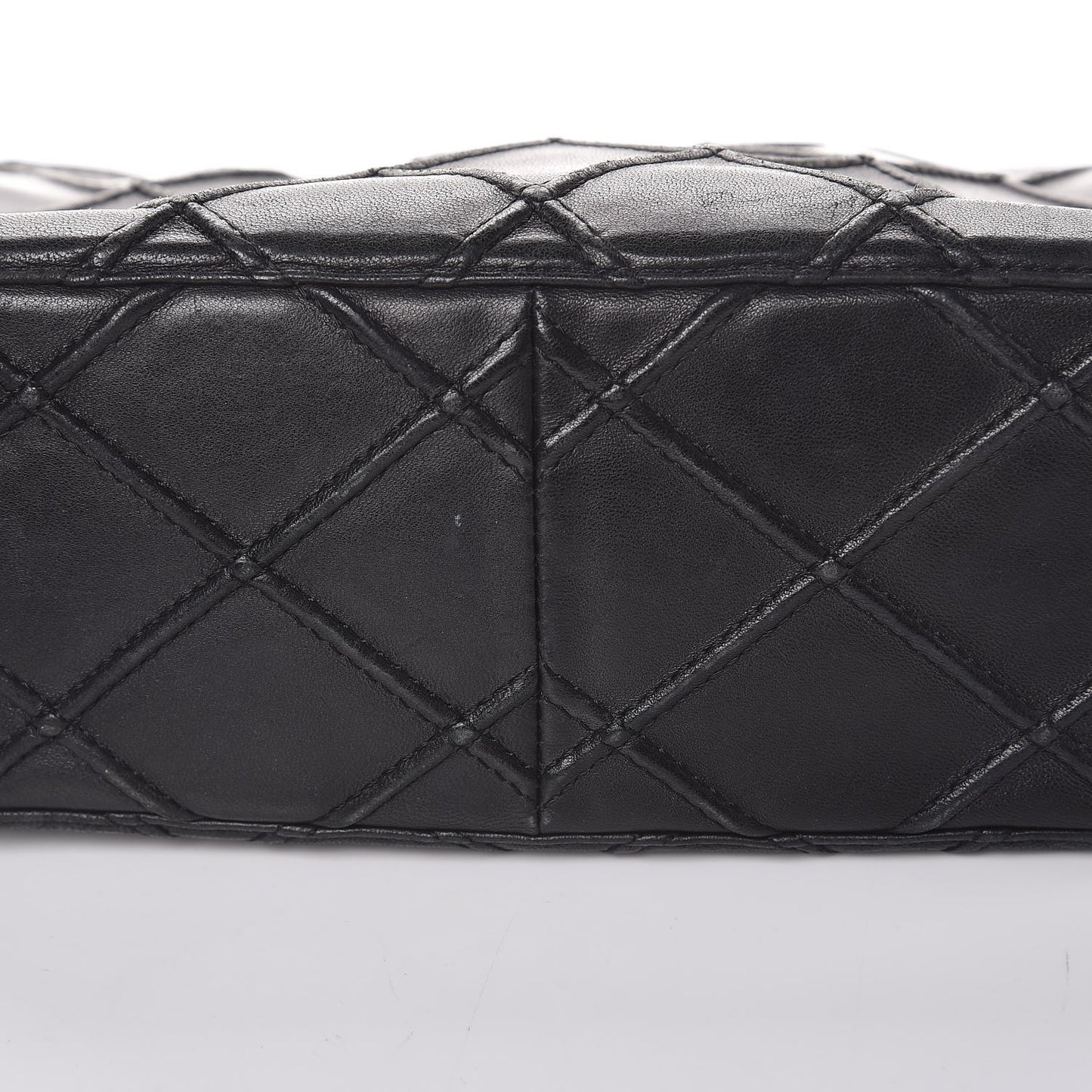Lambskin Diamond Stitched Camera Case Black